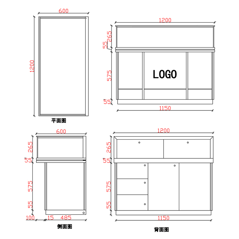 玻璃手表展示柜臺C款-03前柜 玻璃手表展示柜臺C款-03前柜