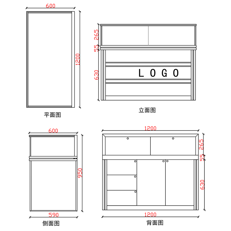 玻璃珠寶首飾展示柜Q款-03前柜 玻璃珠寶首飾展示柜Q款-03前柜